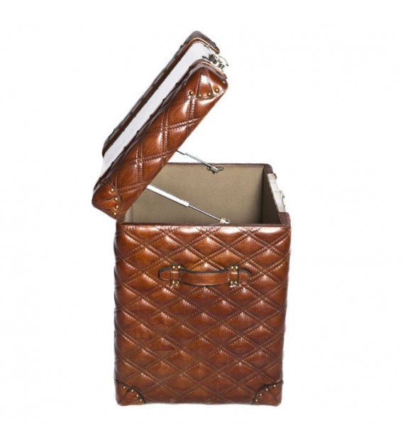 Piper Aztec Aluminium and Brown Leather Trunk Table, Cocolea, , ,