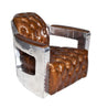Regal Aviator Spitfire Aluminium and Brown Leather Chesterfield Club Armchair, Cocolea, , ,