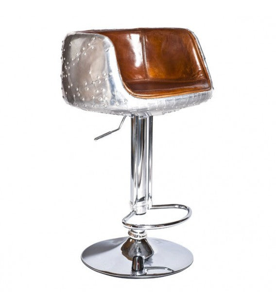The Baron X1 Aluminium and Brown Leather Bar Stool, Cocolea, , ,