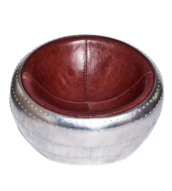 Wright Flyer Aluminium and Brown Leather Large Cocoon Stool, Cocolea, , ,