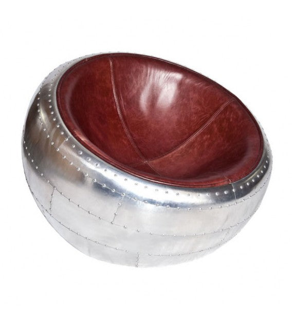 Wright Flyer Aluminium and Brown Leather Large Cocoon Stool, Cocolea, , ,