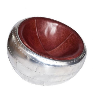 Wright Flyer Aluminium and Brown Leather Large Cocoon Stool, Cocolea, , ,