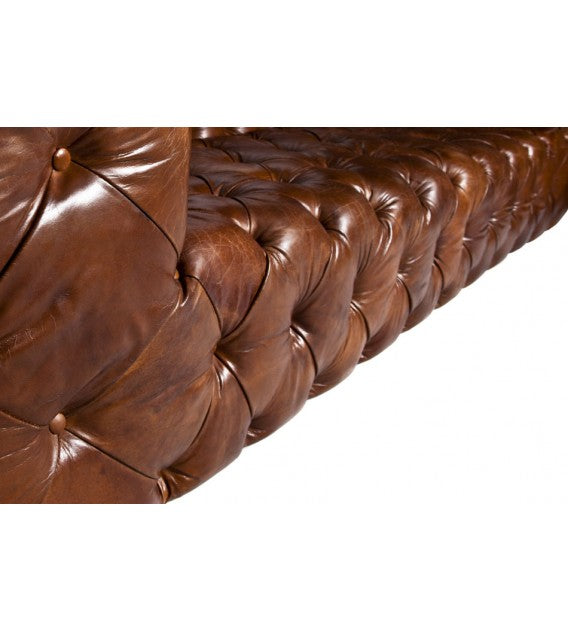 Regal Aviator Spitfire Aluminium and Brown Chesterfield Lounge - 3 seat, Cocolea, , ,