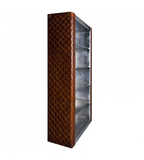 Piper Aztec Aluminium and Brown Leather Bookshelf, Cocolea, , ,