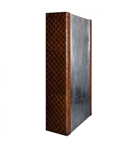Piper Aztec Aluminium and Brown Leather Bookshelf, Cocolea, , ,