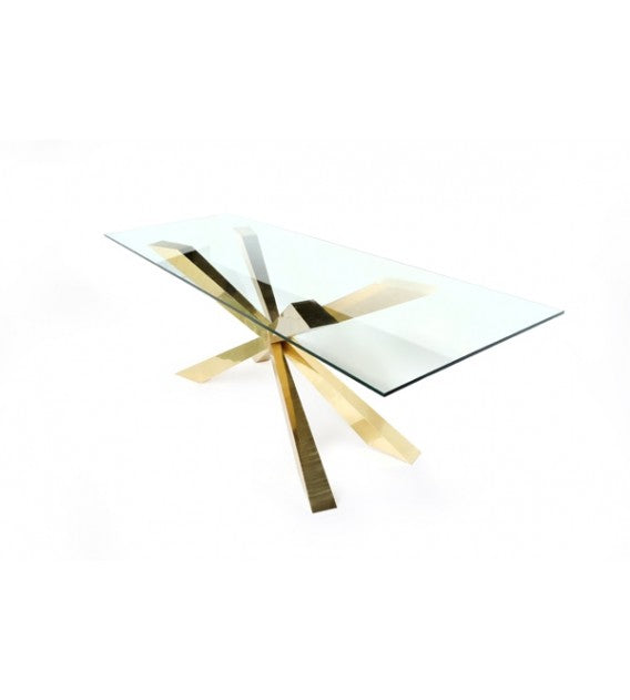 Spyder Glass Top and Brass Dining Table, Cocolea, , ,