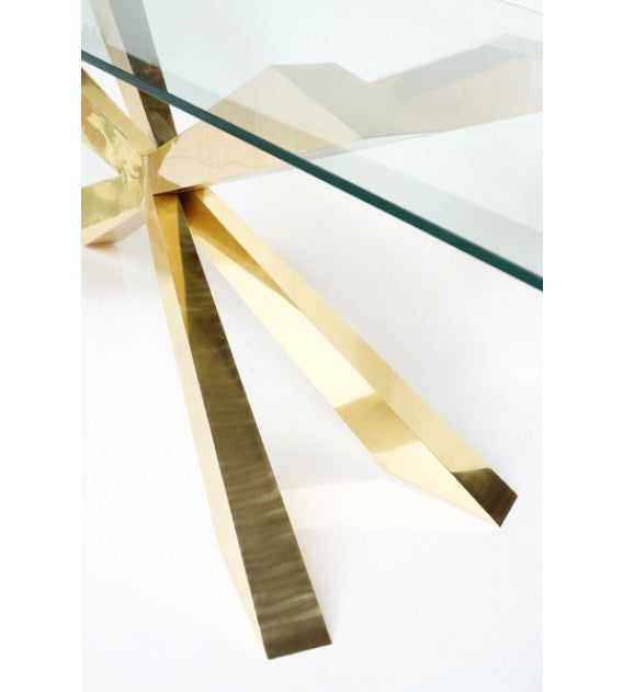 Spyder Glass Top and Brass Dining Table, Cocolea, , ,