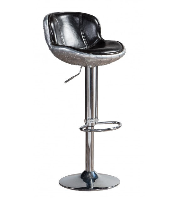 The Baron X2 Aluminium and Black Leather Bar Stool Cocolea