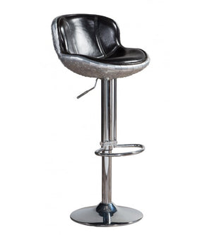The Baron X2 Aluminium and Black Leather Bar Stool Cocolea
