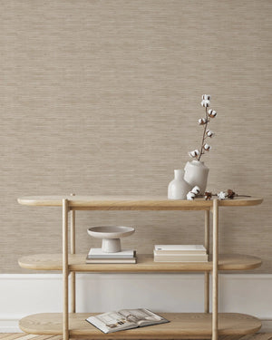 Faux Grasscloth in Taupe Commercial Vinyl Wallcovering by Olive et Oriel
