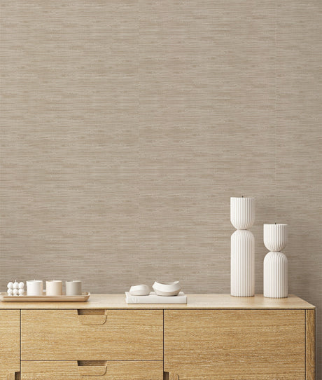 Faux Grasscloth in Taupe Commercial Vinyl Wallcovering by Olive et Oriel