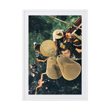 Snorkelling in The Shallows 2 by Slim Aarons | Framed Photographic Print, Fine Print Co, 195 x 290 mm, Photographic Paper, White Frame