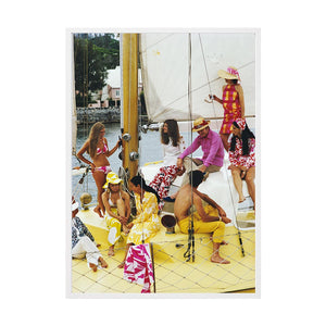 Colourful Crew by Slim Aarons | Framed Photographic Print, Fine Print Co, 490 x 730 mm, Canvas, White Frame