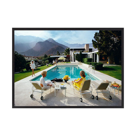Poolside Gossip by Slim Aarons | Framed Photographic Print, Fine Print Co, 490 x 730 mm, Canvas, Black Frame