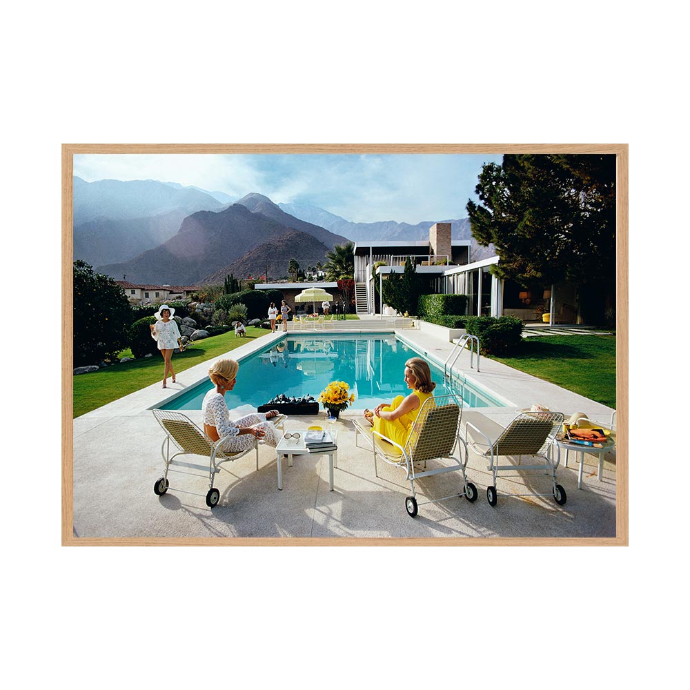 Poolside Gossip by Slim Aarons | Framed Photographic Print, Fine Print Co, 490 x 730 mm, Canvas, Scandi Frame