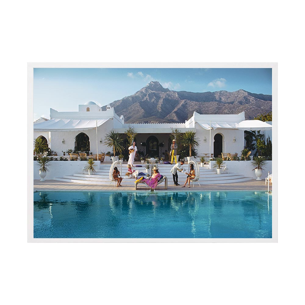El Venero by Slim Aarons | Framed Photographic Print, Fine Print Co, 490 x 730 mm, Canvas, White Frame