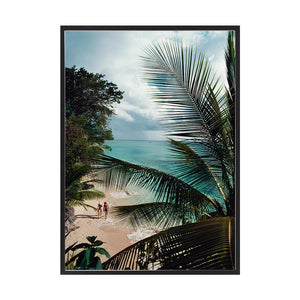 Barbados Beach by Slim Aarons | Framed Photographic Print, Fine Print Co, 490 x 730 mm, Canvas, Black Frame