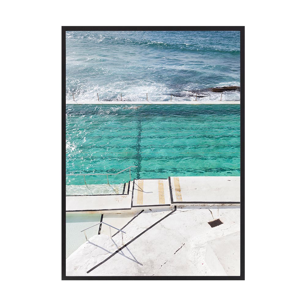 Bondi Pools 03 by Matt Johnson | Framed Art Print, Fine Print Co, 400 x 500 mm, Canvas, Black Frame