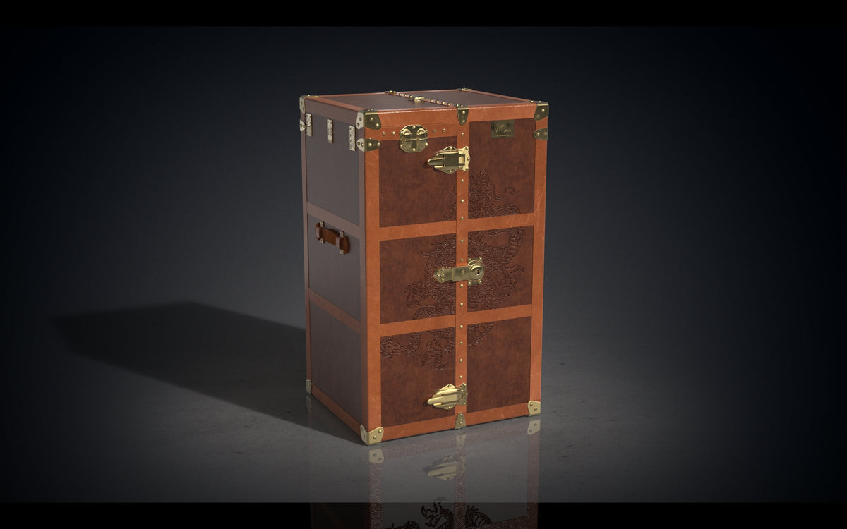 MG Dragon Carved Leather Wardrobe Trunk by Gordon Gu, MG Art collection at Cocolea