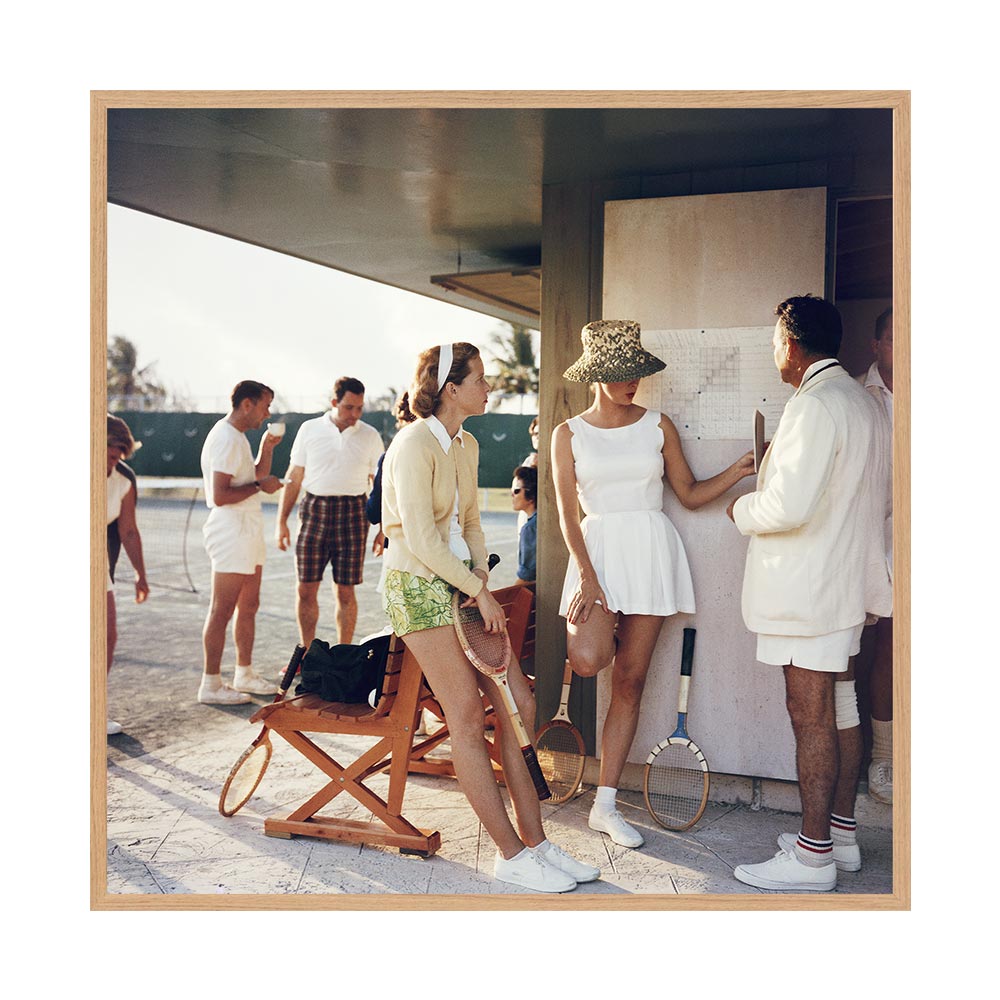 Tennis in the Bahamas by Slim Aarons | Framed Photographic Print, Fine Print Co, 560 x 560 mm, Canvas, Scandi Frame