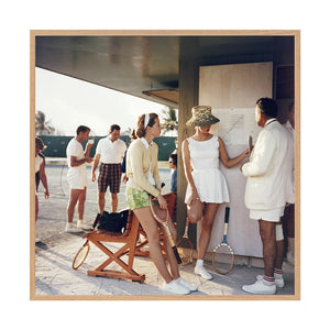 Tennis in the Bahamas by Slim Aarons | Framed Photographic Print, Fine Print Co, 560 x 560 mm, Canvas, Scandi Frame