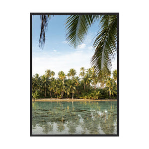 Polynesian Palms 02 by Brooke Darling | Framed Art Print, Fine Print Co, 500 x 760 mm, Canvas, Black Frame