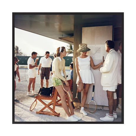 Tennis in the Bahamas by Slim Aarons | Framed Photographic Print, Fine Print Co, 560 x 560 mm, Canvas, Black Frame