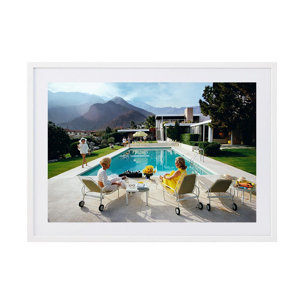 Poolside Gossip by Slim Aarons | Framed Photographic Print, Fine Print Co, 195 x 290 mm, Photographic Paper, White Frame