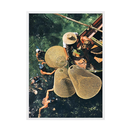 Snorkelling in The Shallows 2 by Slim Aarons | Framed Photographic Print, Fine Print Co, 490 x 730 mm, Canvas, White Frame