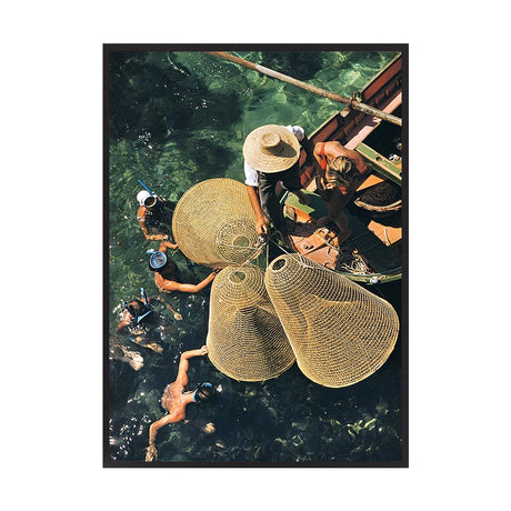Snorkelling in The Shallows 2 by Slim Aarons | Framed Photographic Print, Fine Print Co, 490 x 730 mm, Canvas, Black Frame