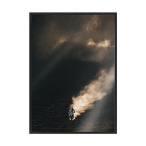 Chasing the Dust by Rilona Murwiki | Framed Art Print, Fine Print Co, 500 x 760 mm, Canvas, Black Frame