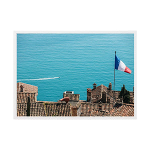 Riviera Racing by Carla and Joel | Framed Art Print, Fine Print Co, 500 x 760 mm, Canvas, White Frame