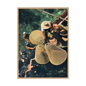 Snorkelling in The Shallows 2 by Slim Aarons | Framed Photographic Print, Fine Print Co, 490 x 730 mm, Canvas, Scandi Frame