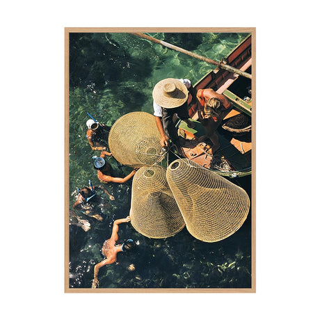 Snorkelling in The Shallows 2 by Slim Aarons | Framed Photographic Print, Fine Print Co, 490 x 730 mm, Canvas, Scandi Frame