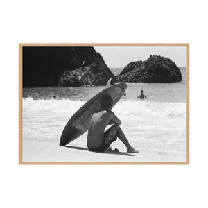 Wave Watcher by Luke McCormick | Framed Art Print, Fine Print Co, 500 x 760 mm, Canvas, Scandi Frame