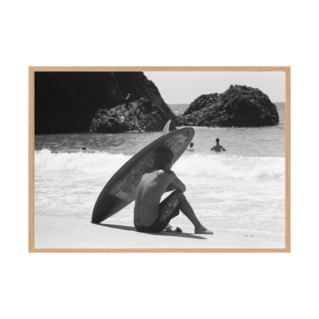 Wave Watcher by Luke McCormick | Framed Art Print, Fine Print Co, 500 x 760 mm, Canvas, Scandi Frame