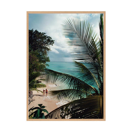 Barbados Beach by Slim Aarons | Framed Photographic Print, Fine Print Co, 490 x 730 mm, Canvas, Scandi Frame