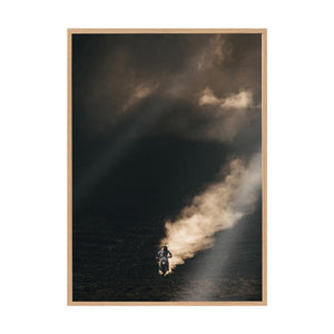 Chasing the Dust by Rilona Murwiki | Framed Art Print, Fine Print Co, 500 x 760 mm, Canvas, Scandi Frame