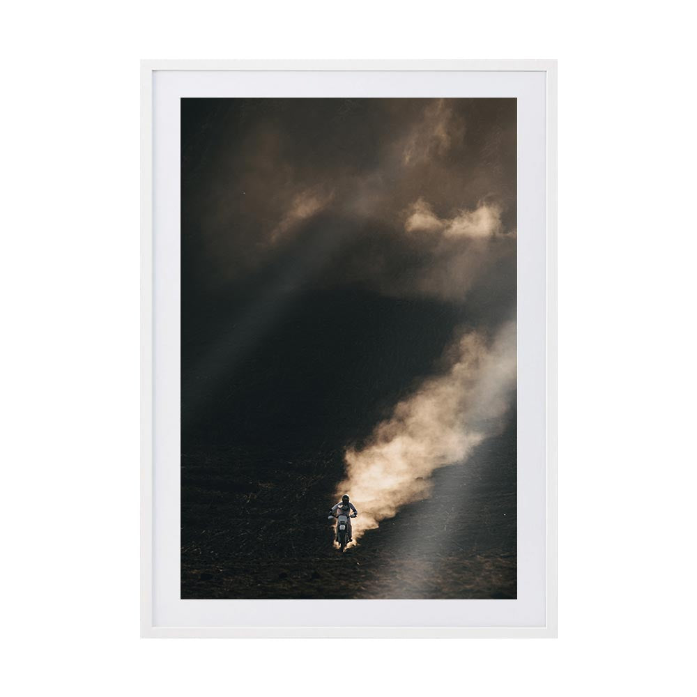 Chasing the Dust by Rilona Murwiki | Framed Art Print, Fine Print Co, 500 x 760 mm, Photographic Paper, White Frame