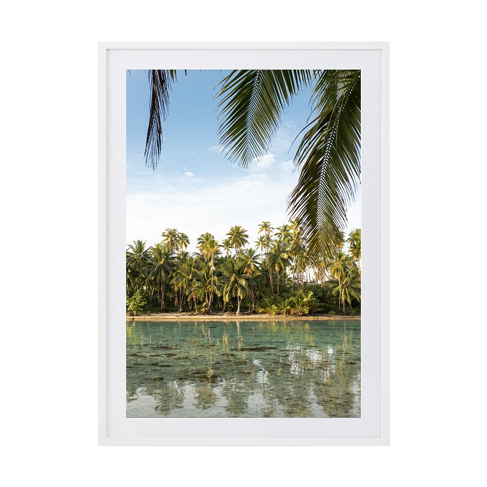 Polynesian Palms 02 by Brooke Darling | Framed Art Print, Fine Print Co, 500 x 760 mm, Photographic Paper, White Frame