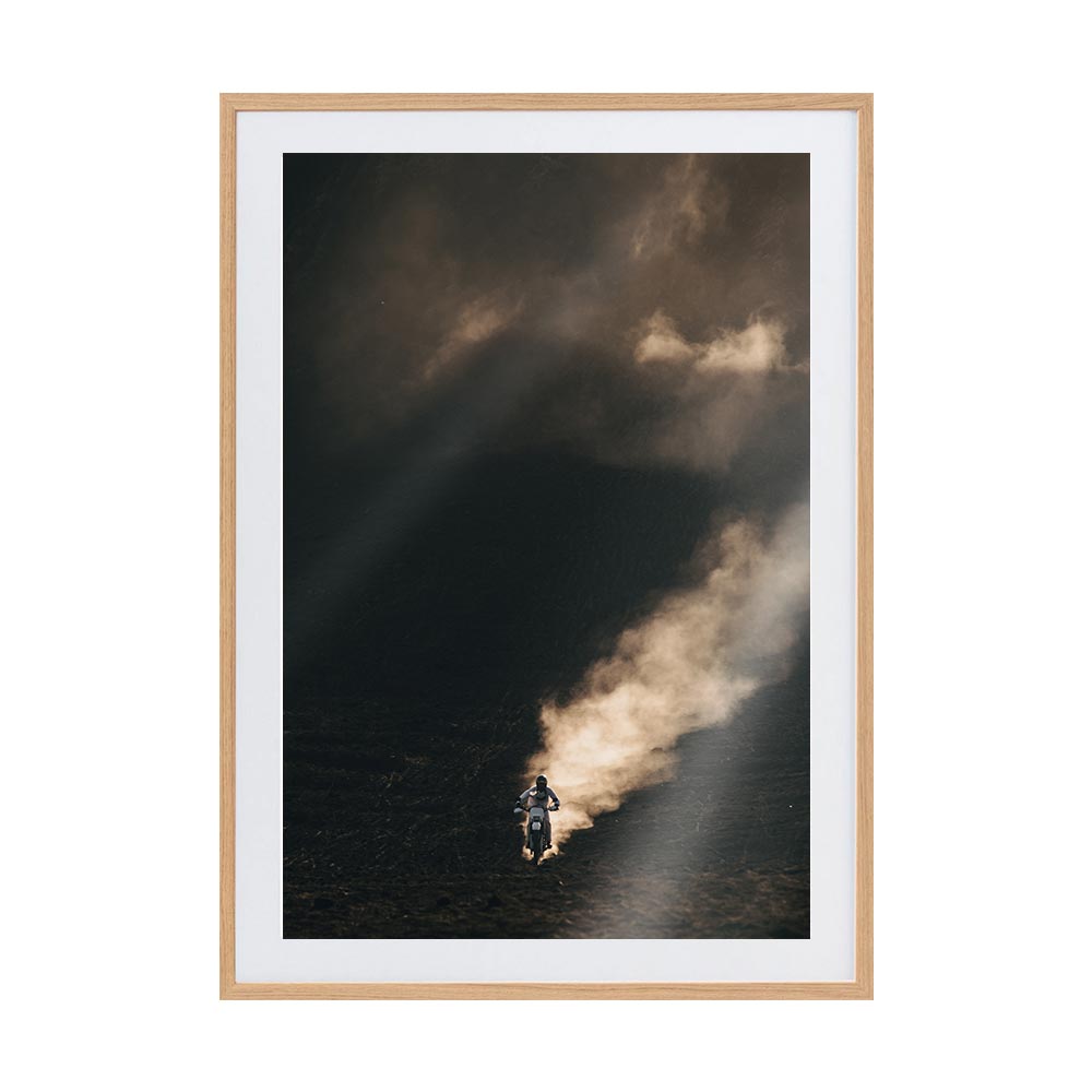 Chasing the Dust by Rilona Murwiki | Framed Art Print, Fine Print Co, 500 x 760 mm, Photographic Paper, Scandi Frame