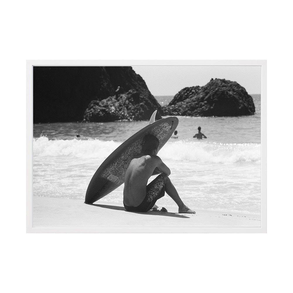 Wave Watcher by Luke McCormick | Framed Art Print, Fine Print Co, 500 x 760 mm, Canvas, White Frame