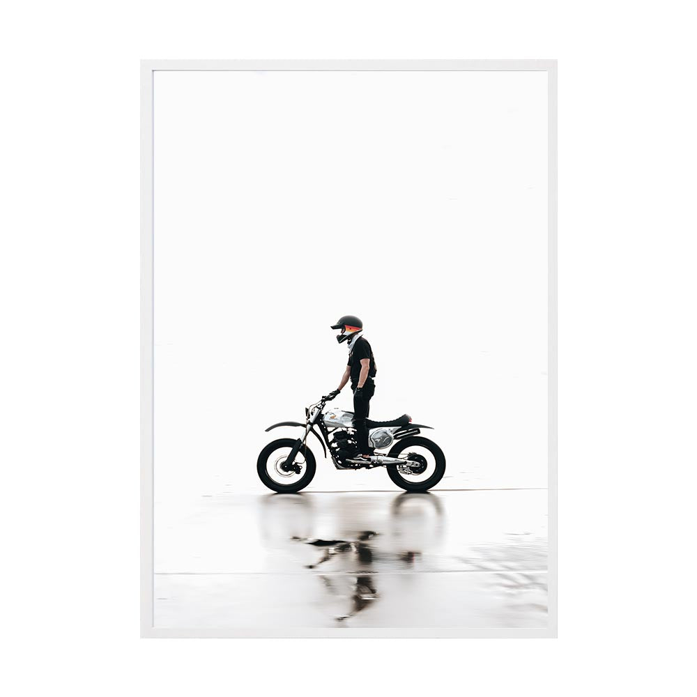 Quiet Rider by Rilona Murwiki | Framed Art Print, Fine Print Co, 500 x 760 mm, Canvas, White Frame