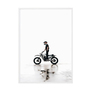 Quiet Rider by Rilona Murwiki | Framed Art Print, Fine Print Co, 500 x 760 mm, Canvas, White Frame