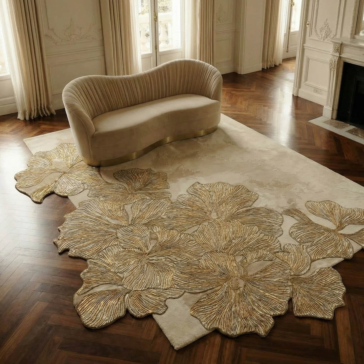 Hibiscus Bronze Rectangle Rug by KOKET – view 2
