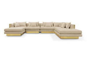 Lapiaz Modular Sofa — Custom Luxury Sectional with Hand-Hammered Brass Detailing