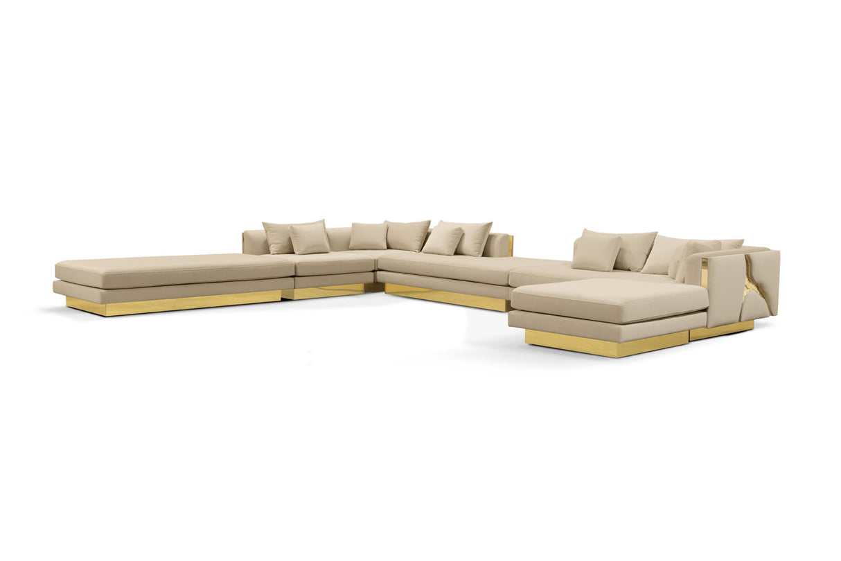 Lapiaz Modular Sofa — Custom Luxury Sectional with Hand-Hammered Brass Detailing, Cocolea, , ,