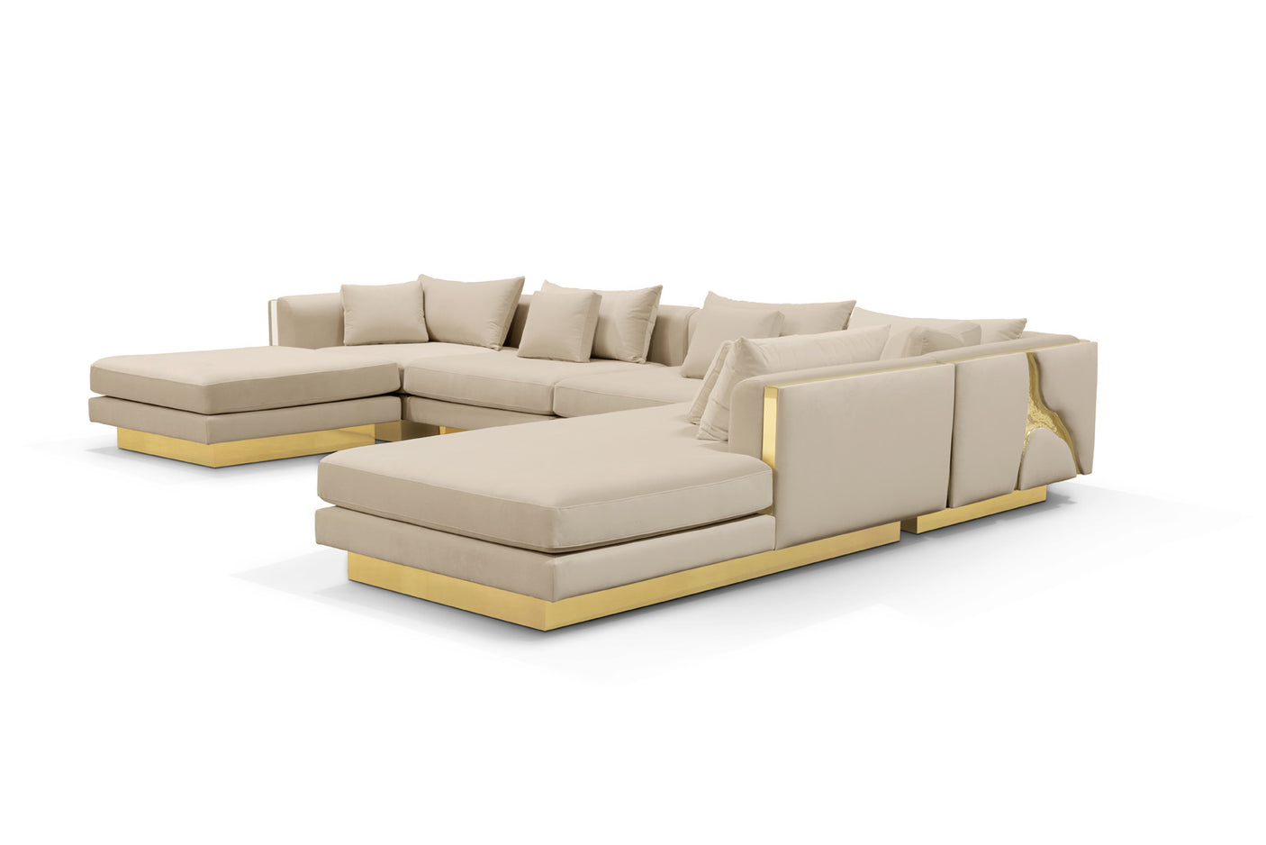 Lapiaz Modular Sofa — Custom Luxury Sectional with Hand-Hammered Brass Detailing