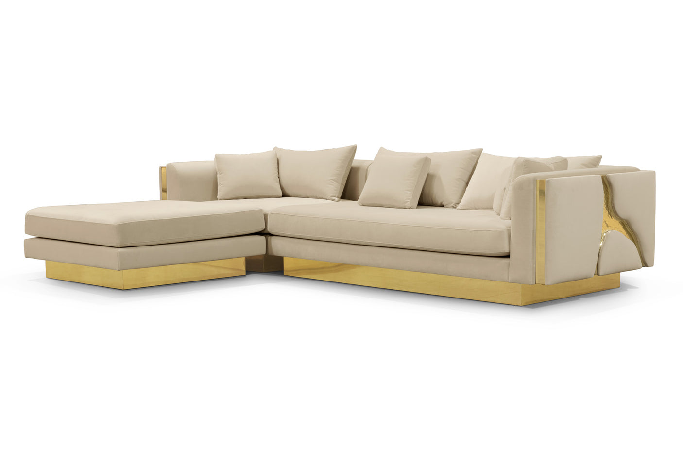 Lapiaz Modular Sofa — Custom Luxury Sectional with Hand-Hammered Brass Detailing