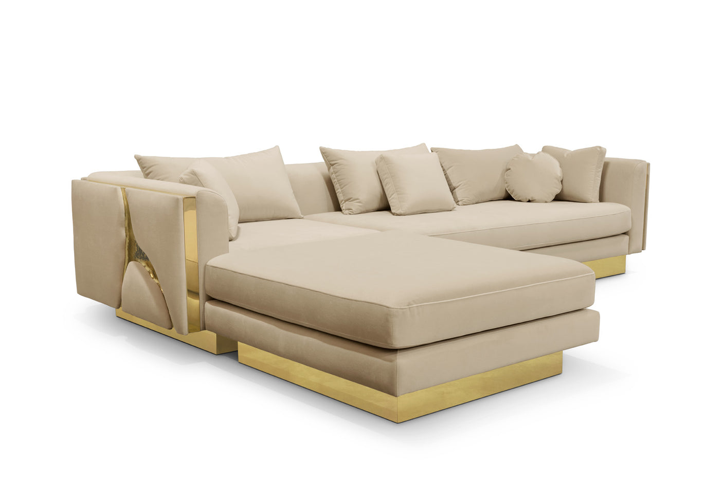 Lapiaz Modular Sofa — Custom Luxury Sectional with Hand-Hammered Brass Detailing